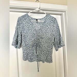 H&M Divided Cinch Front Floral Crop Top